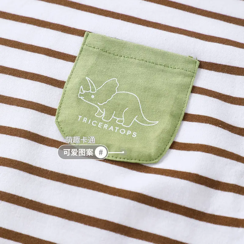 Baby Striped Long Sleeve T-Shirt Green White Spring - Image 3