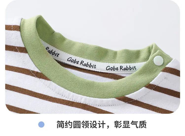 Baby Striped Long Sleeve T-Shirt Green White Spring — feature 8