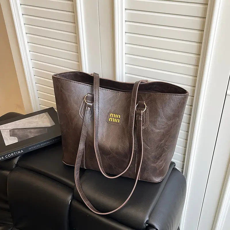 Korean Style Brown Tote Bag Women 2025 Winter