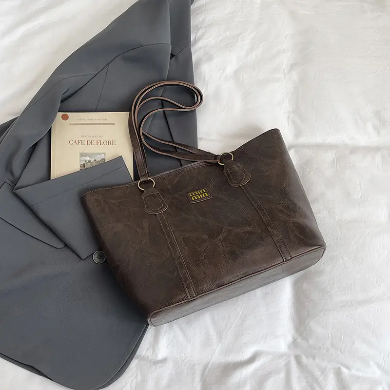 Korean Style Brown Tote Bag Women 2025 Winter