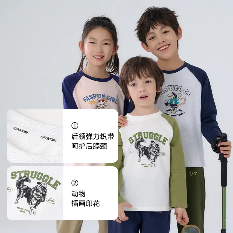 Cotton Long Sleeve T-Shirt for Girls Boys Middle Large - Image 7