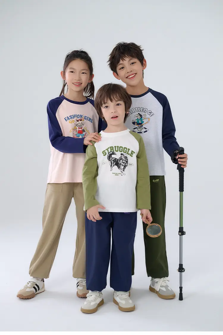 Cotton Long Sleeve T-Shirt for Girls Boys Middle Large — feature 16