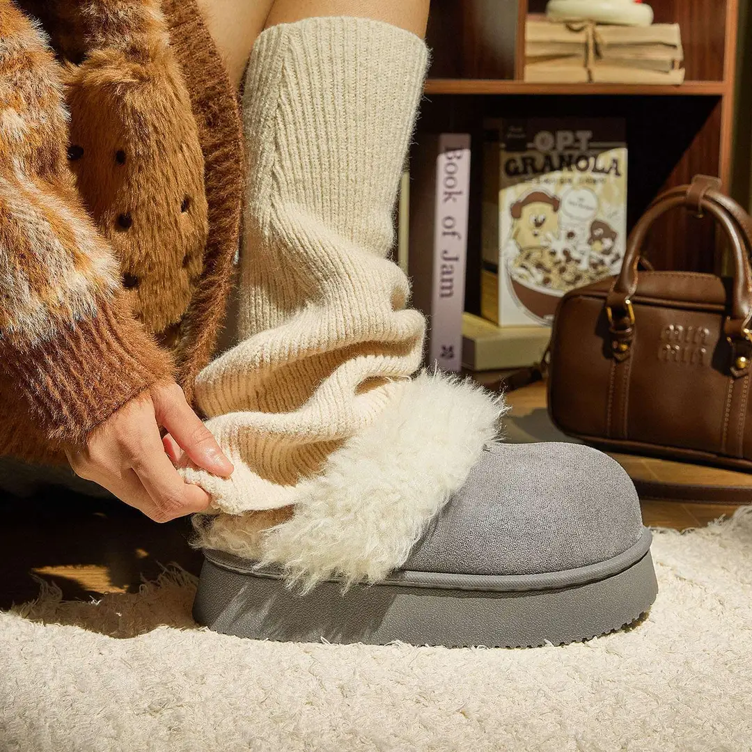 Kuanhe Autumn and Winter New Products Warm, Comfortable and Soft Cotton Latex Slippers Plush Shoes Fleece-Lined Indoor and Outdoor Wear for Women - Image 6