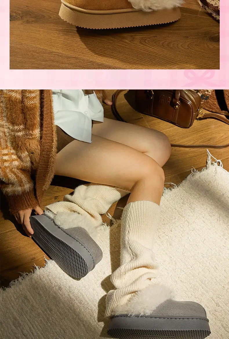 Kuanhe Autumn and Winter New Products Warm, Comfortable and Soft Cotton Latex Slippers Plush Shoes Fleece-Lined Indoor and Outdoor Wear for Women — feature 17