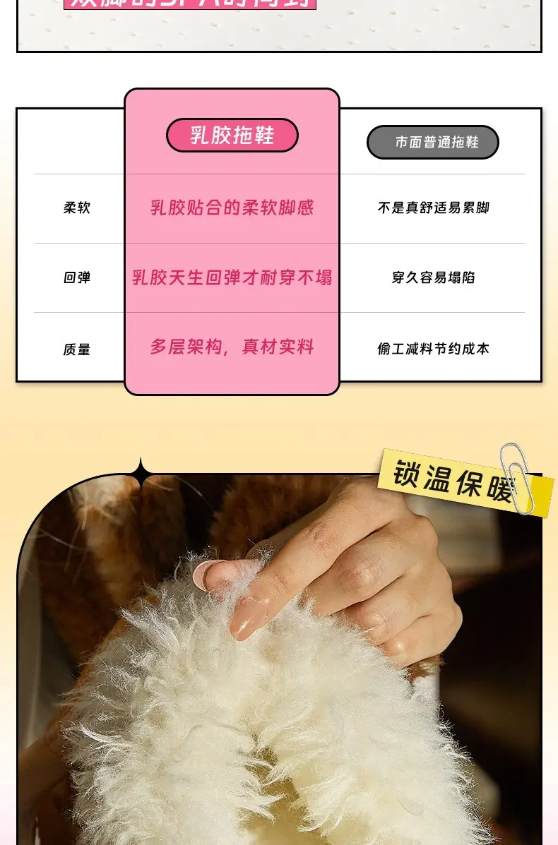 Kuanhe Autumn and Winter New Products Warm, Comfortable and Soft Cotton Latex Slippers Plush Shoes Fleece-Lined Indoor and Outdoor Wear for Women — feature 9