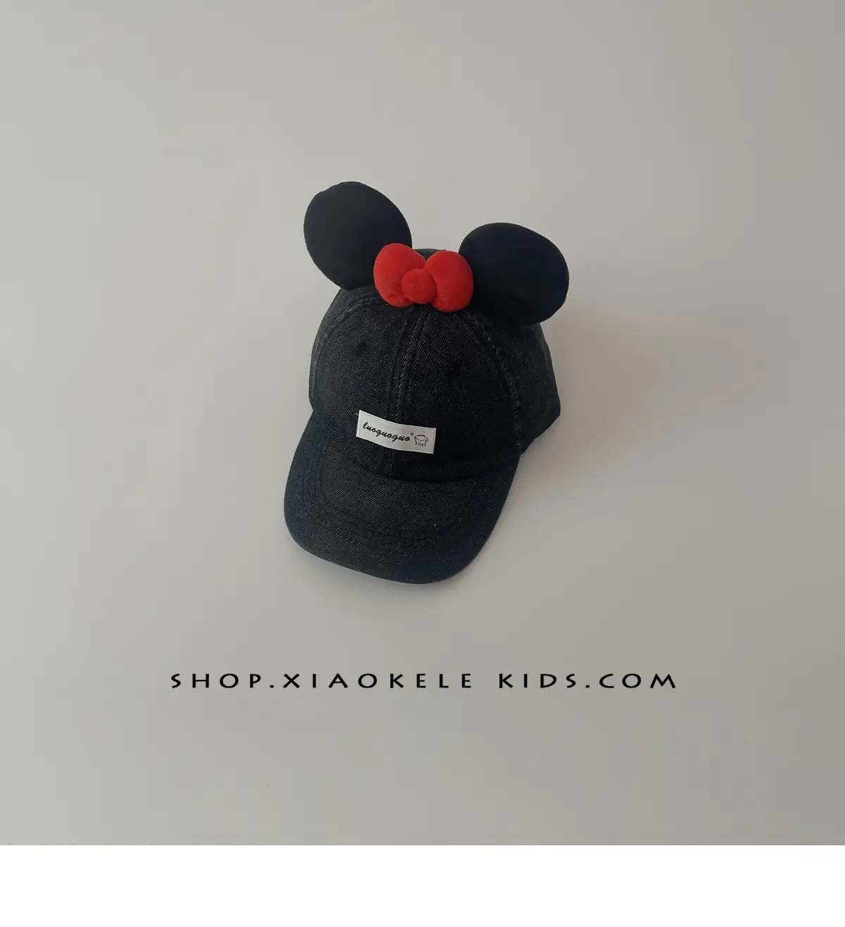 Mickey Mouse Denim Cap Blue Red Bow for Kids — feature 11