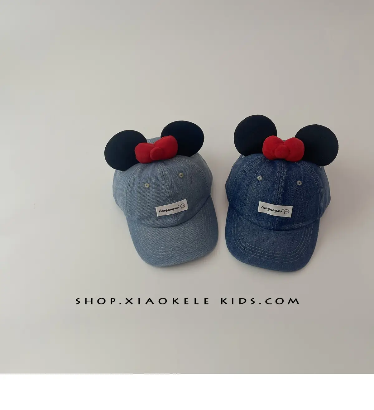 Mickey Mouse Denim Cap Blue Red Bow for Kids — feature 2
