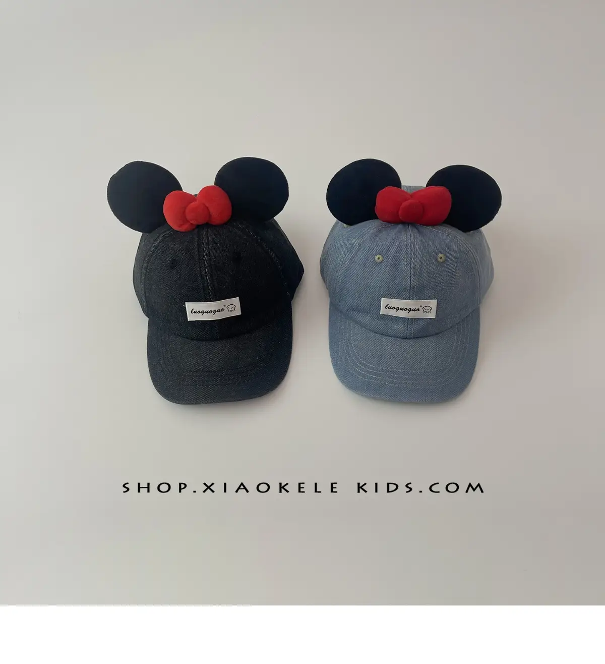 Mickey Mouse Denim Cap Blue Red Bow for Kids — feature 4