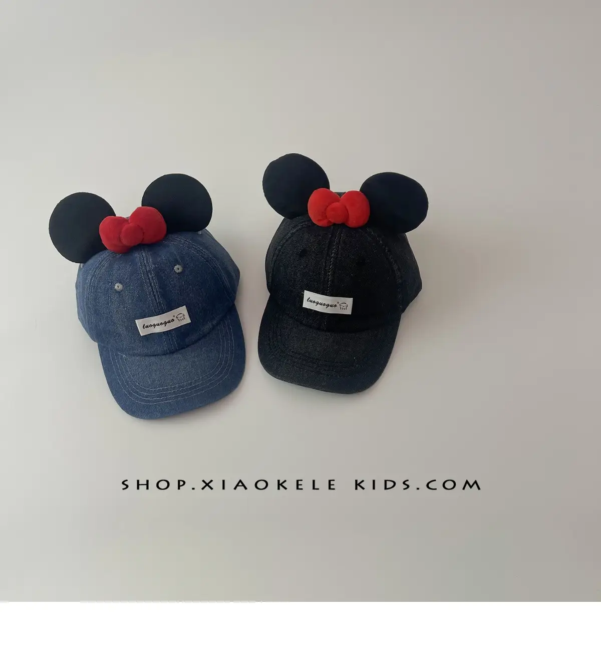 Mickey Mouse Denim Cap Blue Red Bow for Kids — feature 5