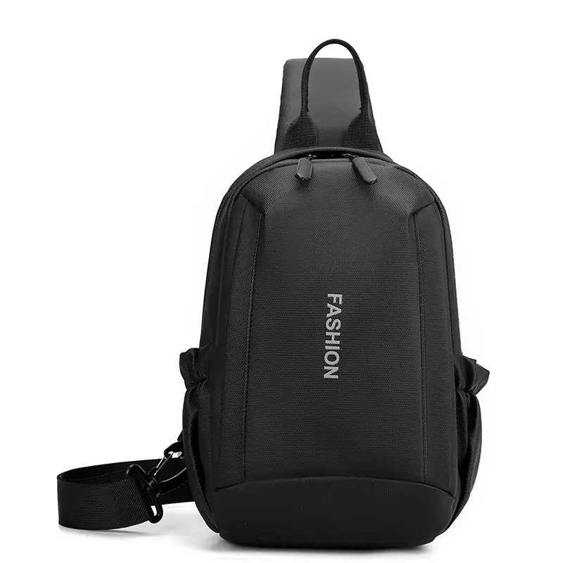 Men's Grey Leather Chest Bag Large Capacity Lightweight Shoulder Bag - Image 2