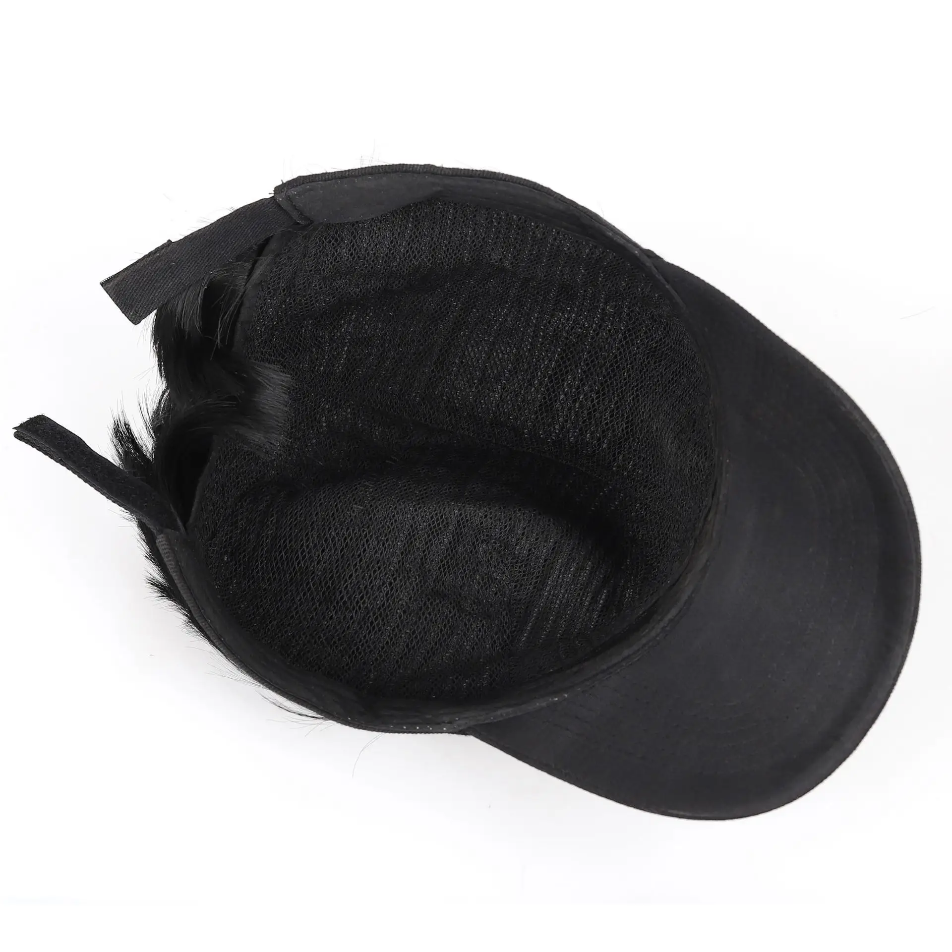 Men's Black Chemical Fiber Wig Cap Big Back Duck Cap - Image 5