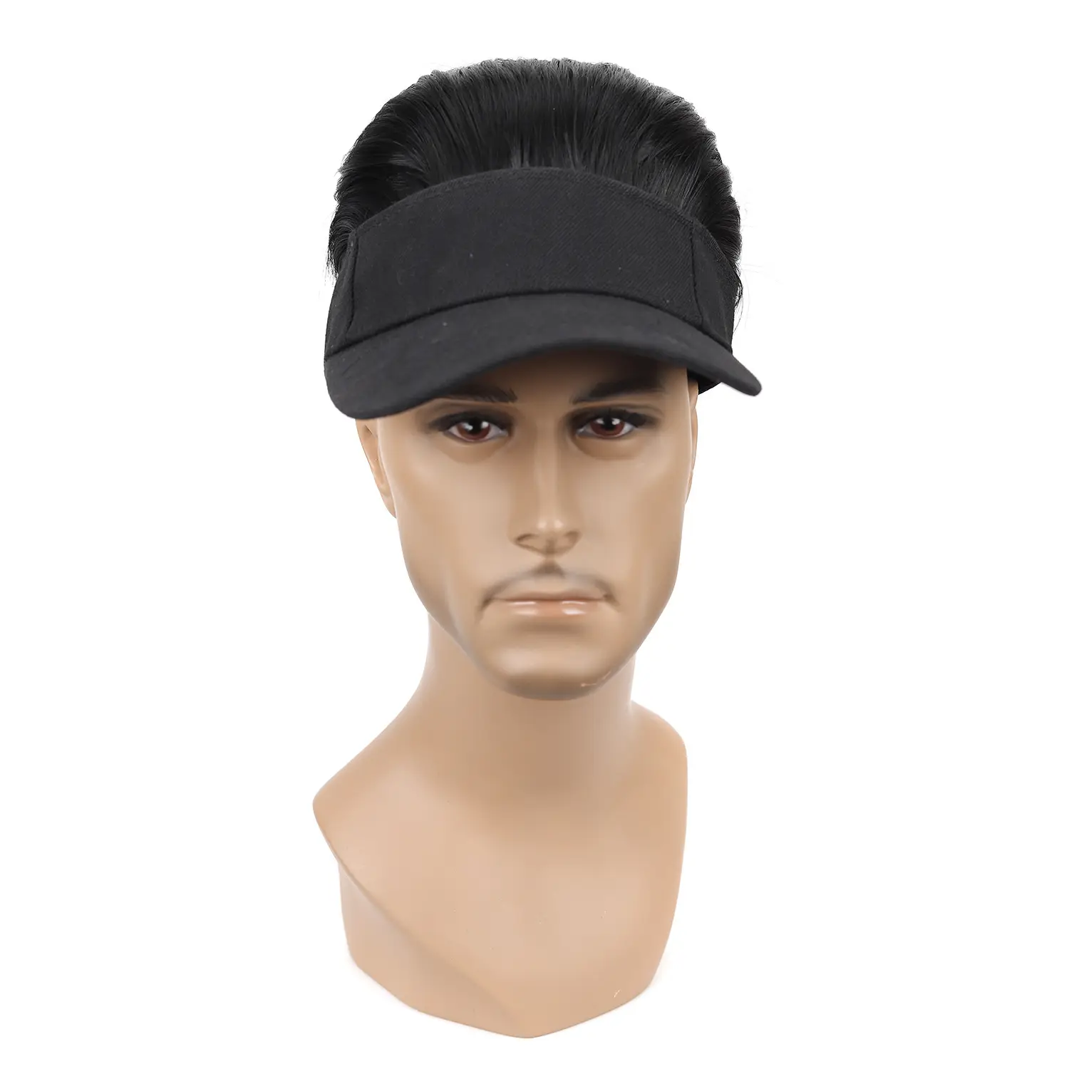 Men's Black Chemical Fiber Wig Cap Big Back Duck Cap - Image 6