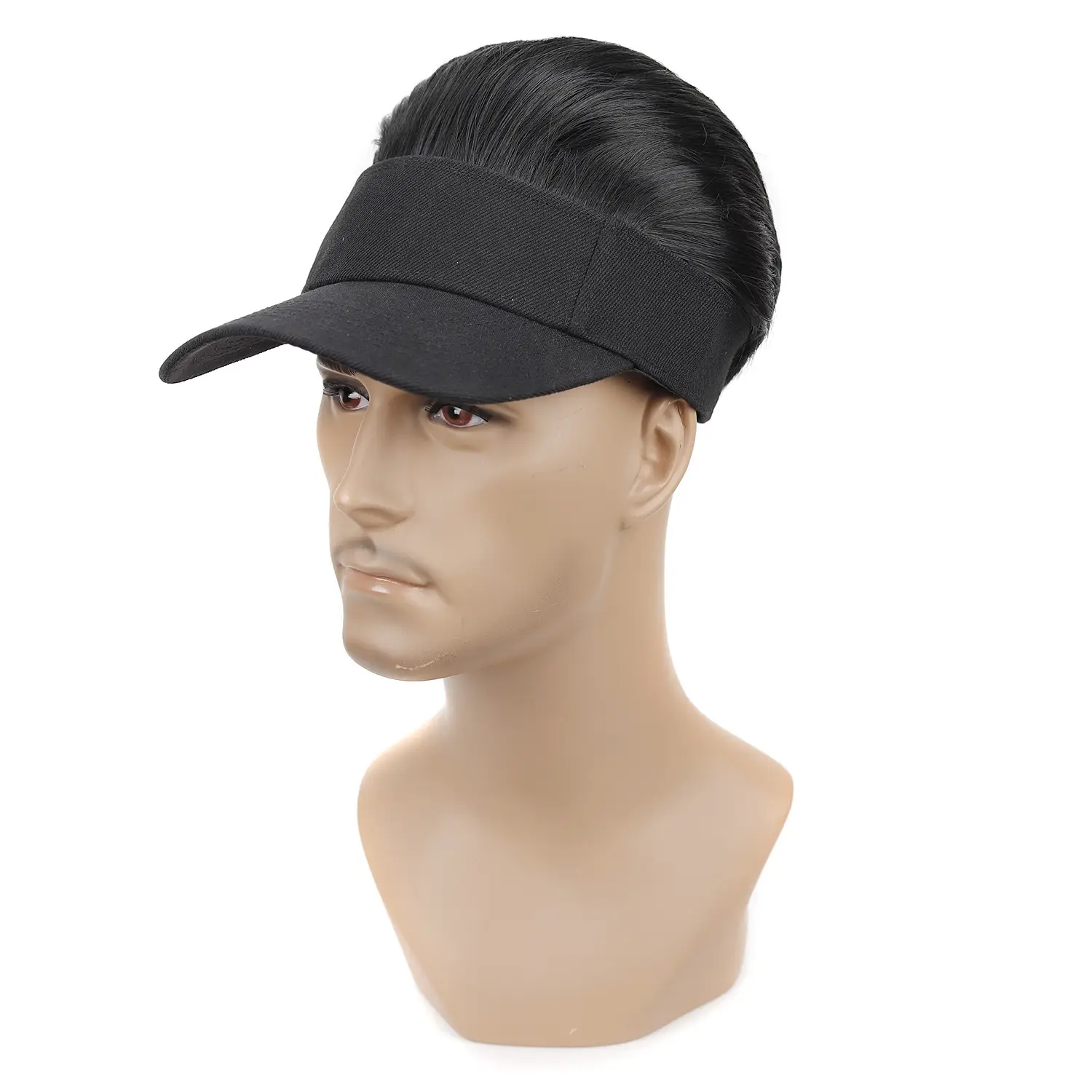 Men's Black Chemical Fiber Wig Cap Big Back Duck Cap — feature 2