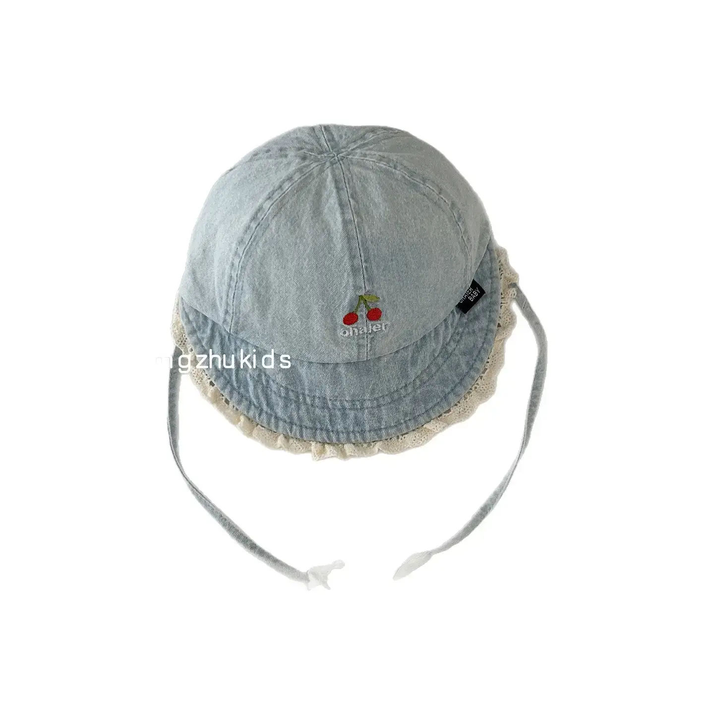 Children's Blue Denim Lace Cap Autumn Sun Hat - Image 7