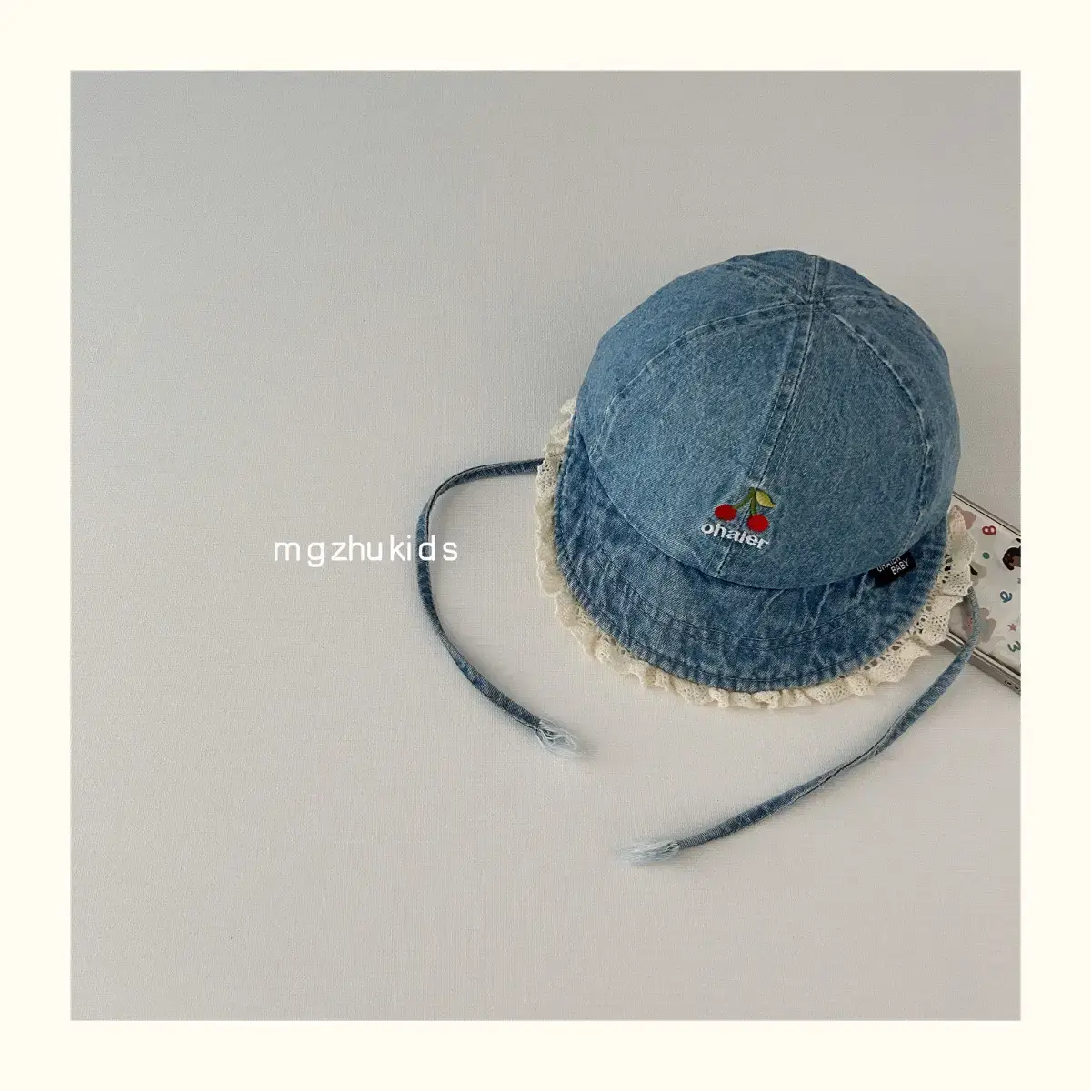Children's Blue Denim Lace Cap Autumn Sun Hat — feature 10