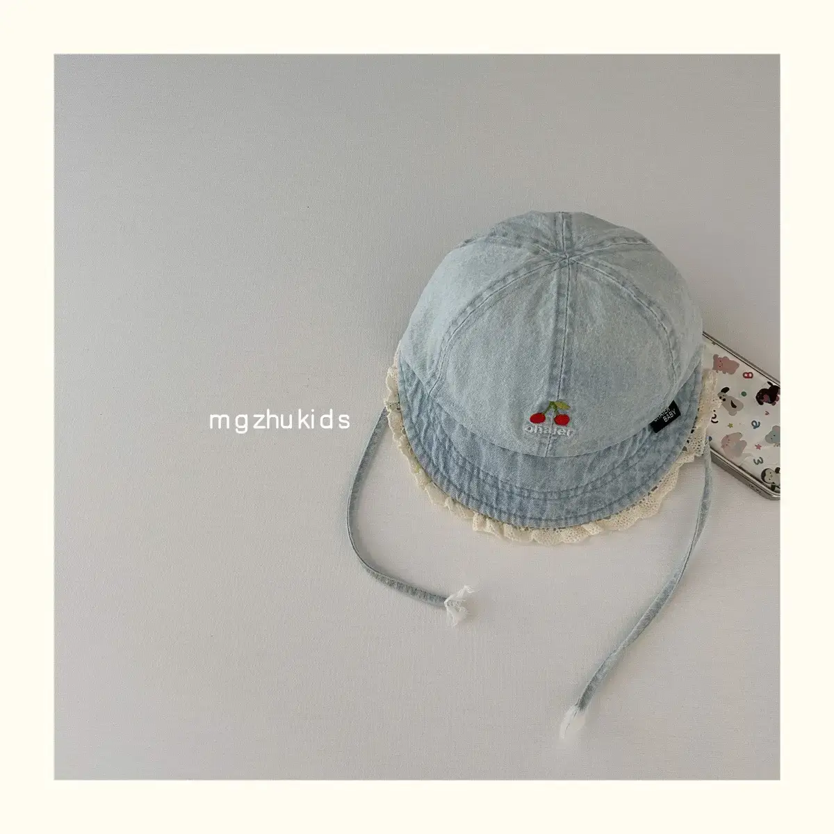 Children's Blue Denim Lace Cap Autumn Sun Hat — feature 11