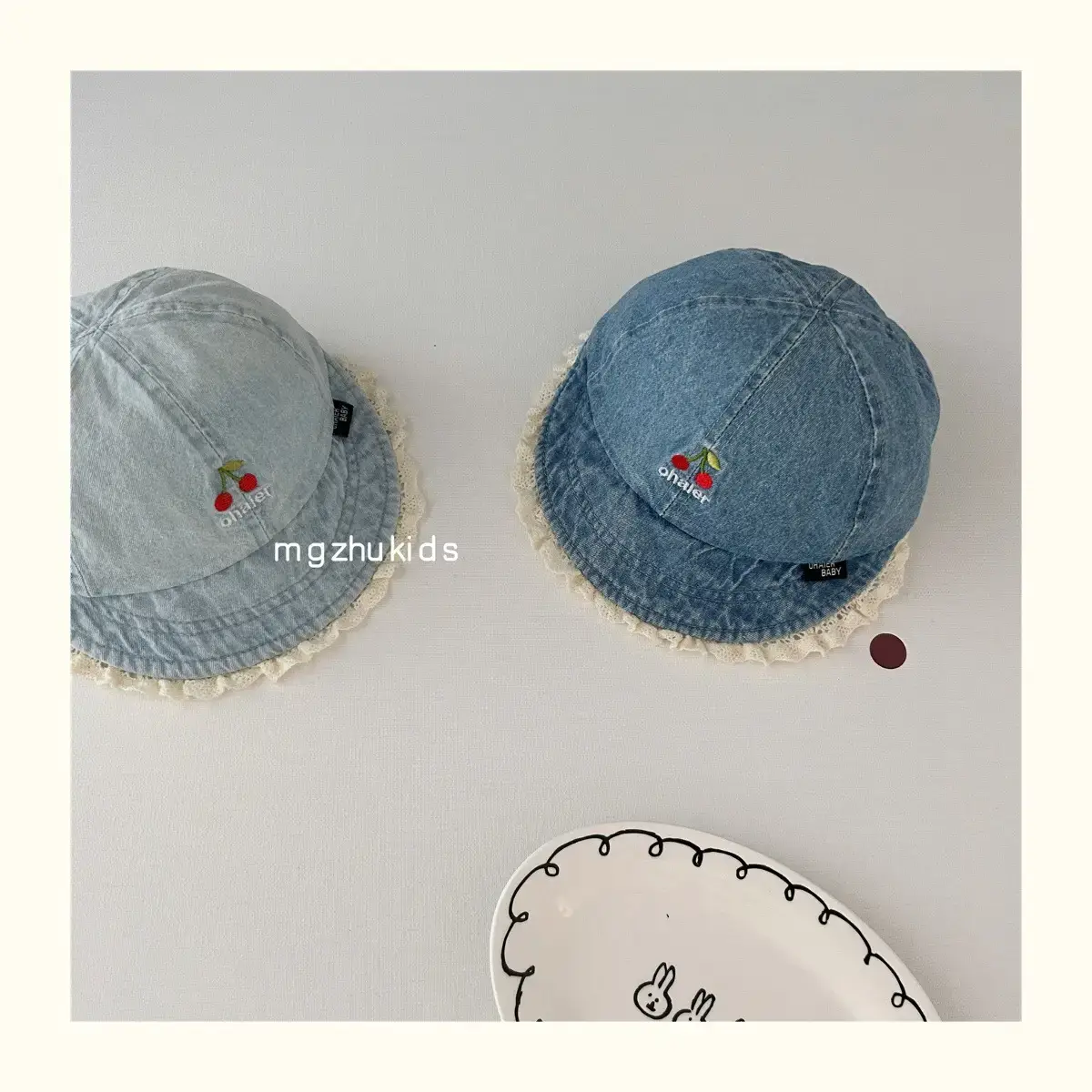 Children's Blue Denim Lace Cap Autumn Sun Hat — feature 2