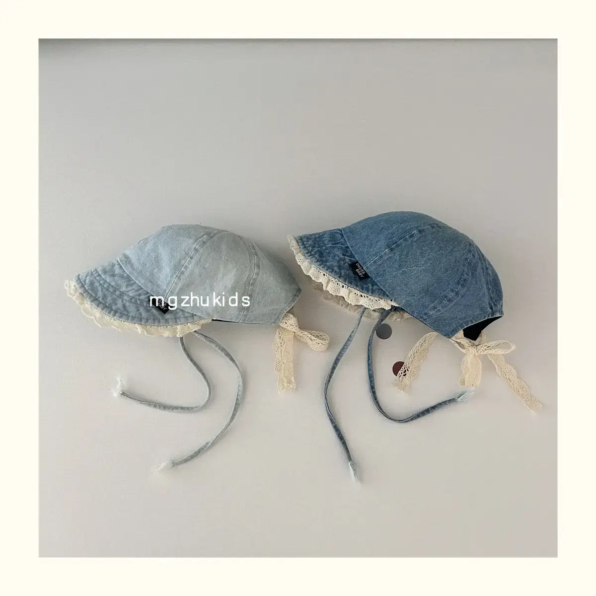 Children's Blue Denim Lace Cap Autumn Sun Hat — feature 5