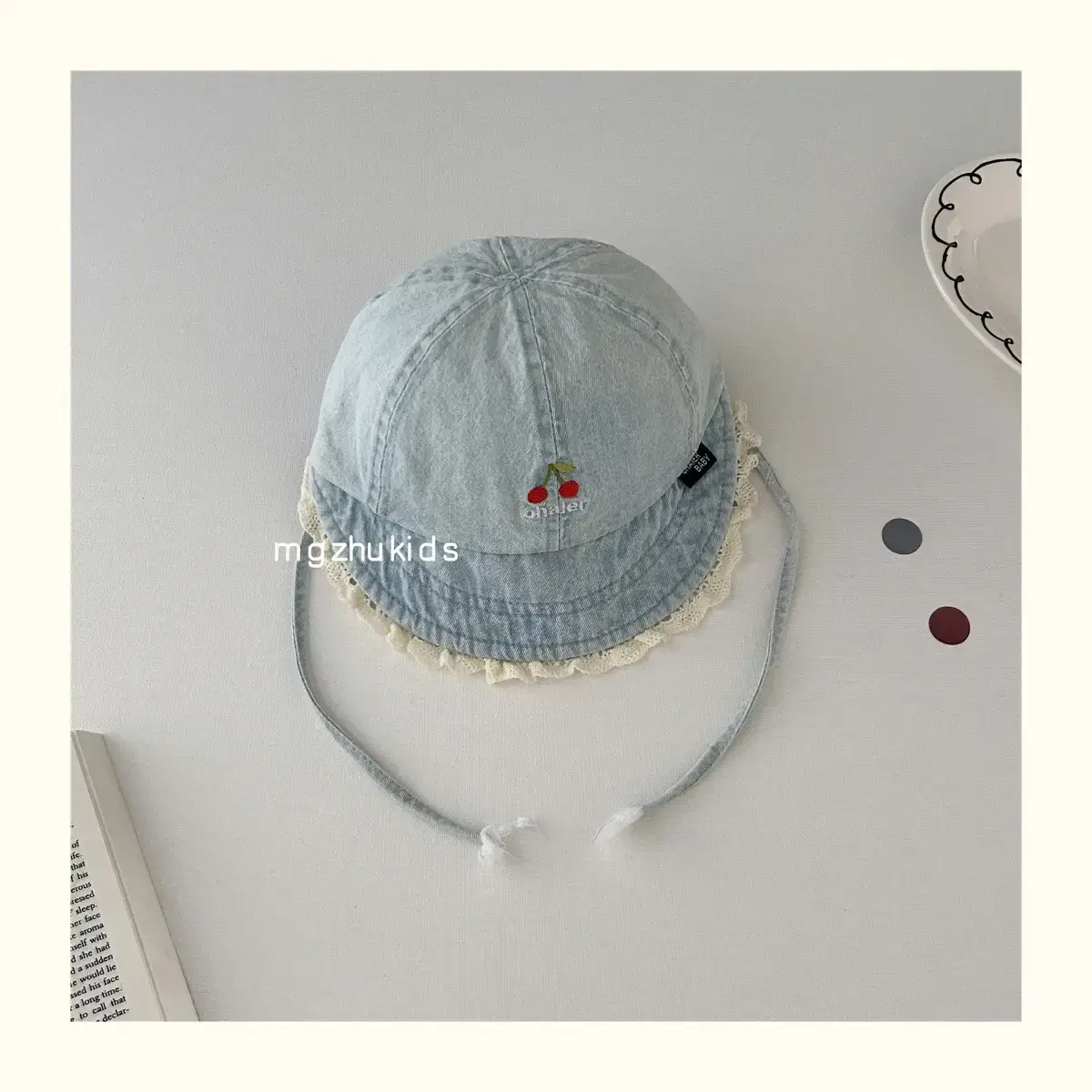Children's Blue Denim Lace Cap Autumn Sun Hat — feature 6