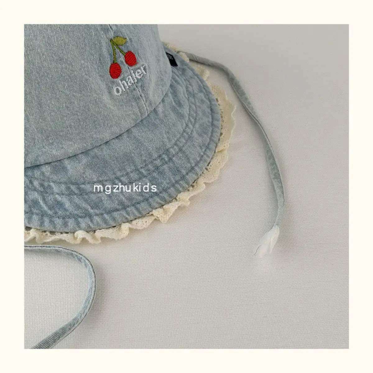Children's Blue Denim Lace Cap Autumn Sun Hat — feature 7