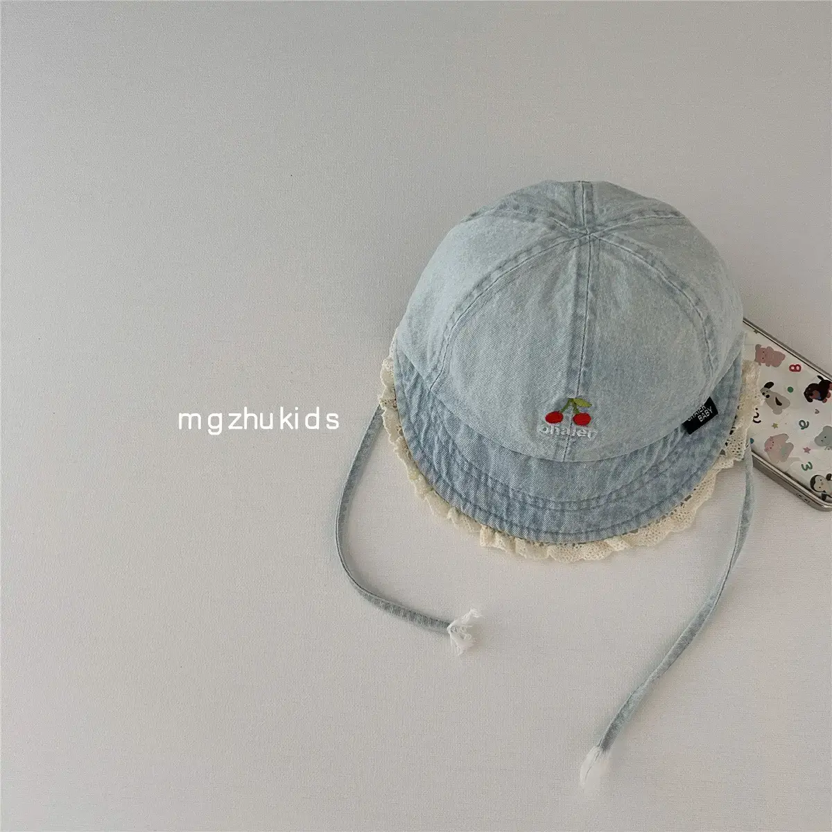 Children's Blue Denim Lace Cap Autumn Sun Hat - Image 2