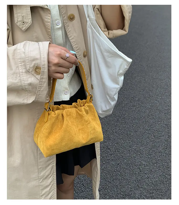 Suede Pleated Crossbody Bag Lucky Color Cloud Bag — feature 15