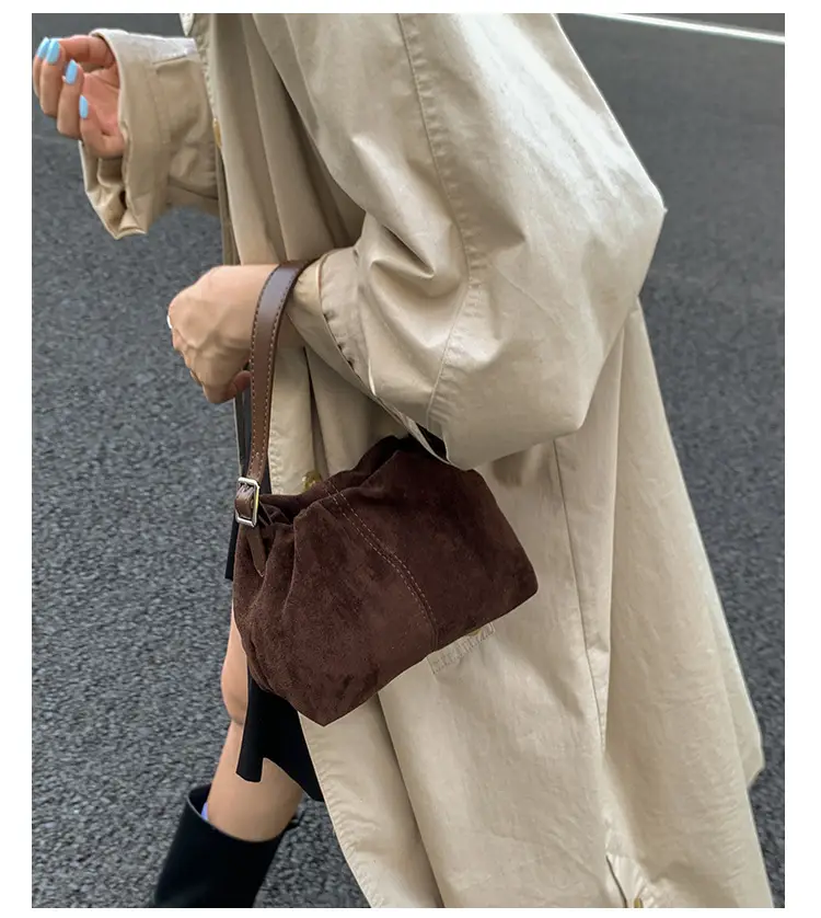 Suede Pleated Crossbody Bag Lucky Color Cloud Bag — feature 20