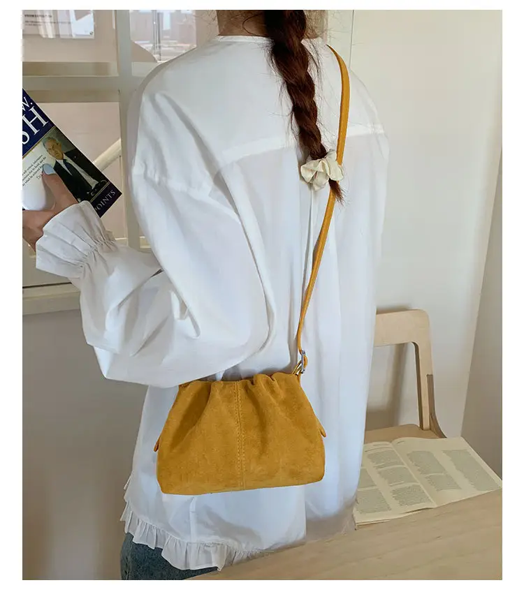 Suede Pleated Crossbody Bag Lucky Color Cloud Bag — feature 27