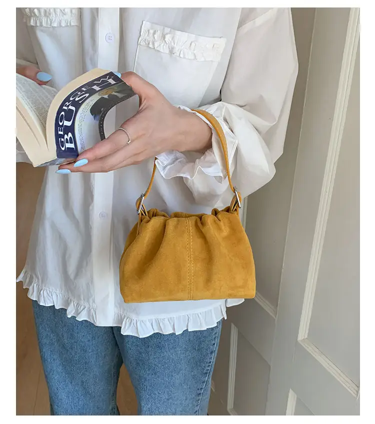 Suede Pleated Crossbody Bag Lucky Color Cloud Bag — feature 28