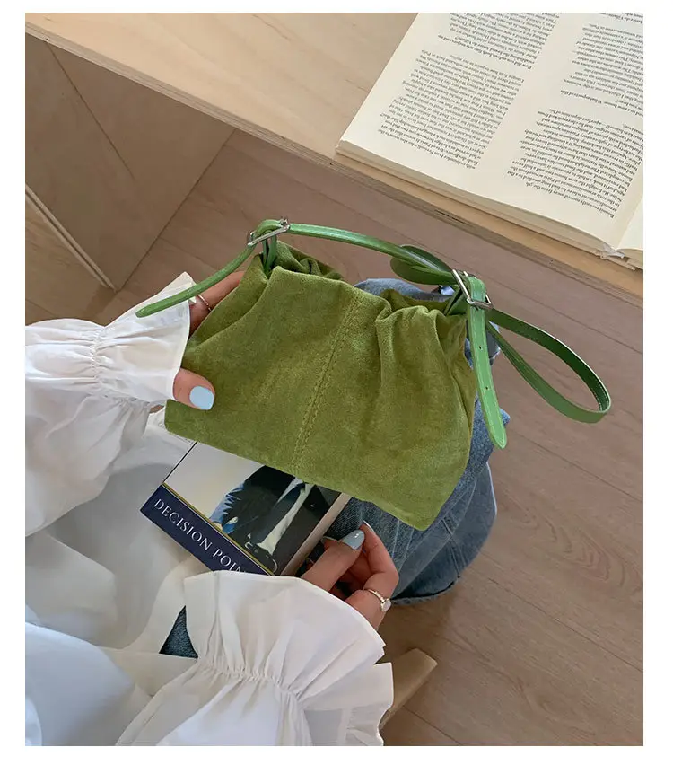 Suede Pleated Crossbody Bag Lucky Color Cloud Bag — feature 30