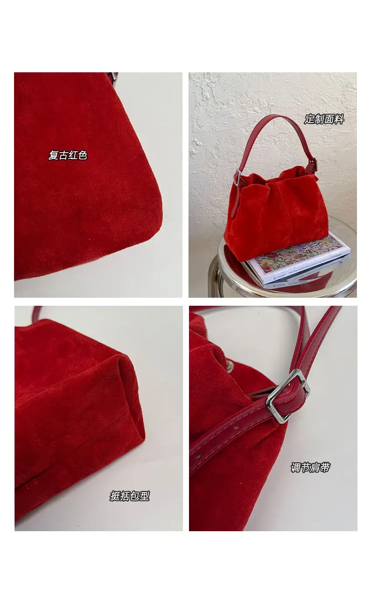 Suede Pleated Crossbody Bag Lucky Color Cloud Bag — feature 4