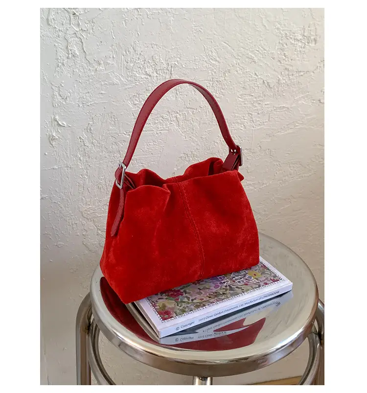 Suede Pleated Crossbody Bag Lucky Color Cloud Bag — feature 40