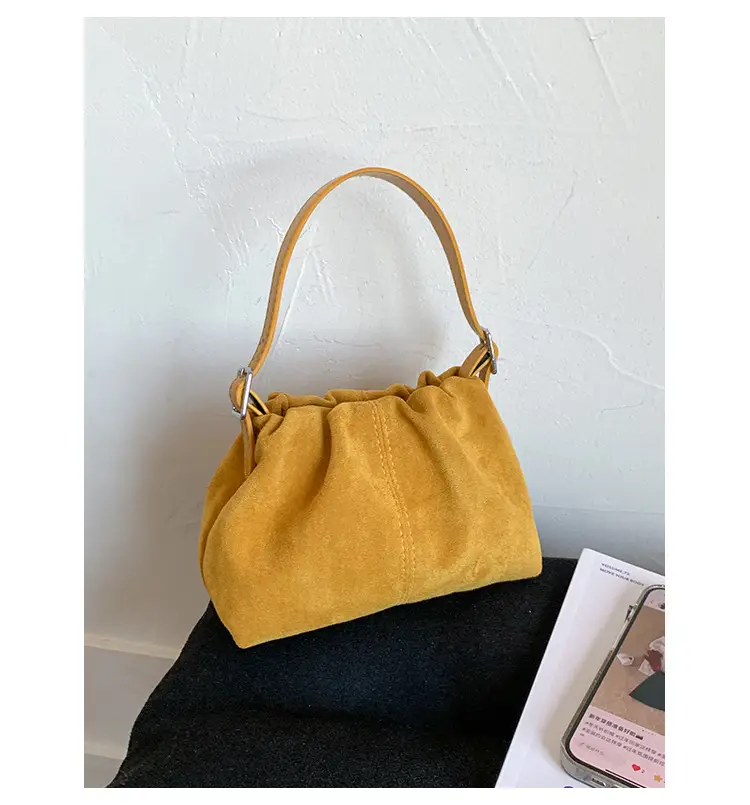 Suede Pleated Crossbody Bag Lucky Color Cloud Bag — feature 42