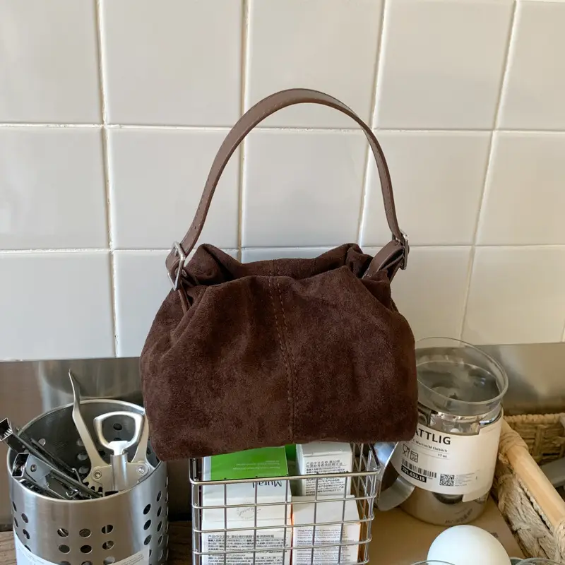 Suede Pleated Crossbody Bag Lucky Color Cloud Bag - Image 2