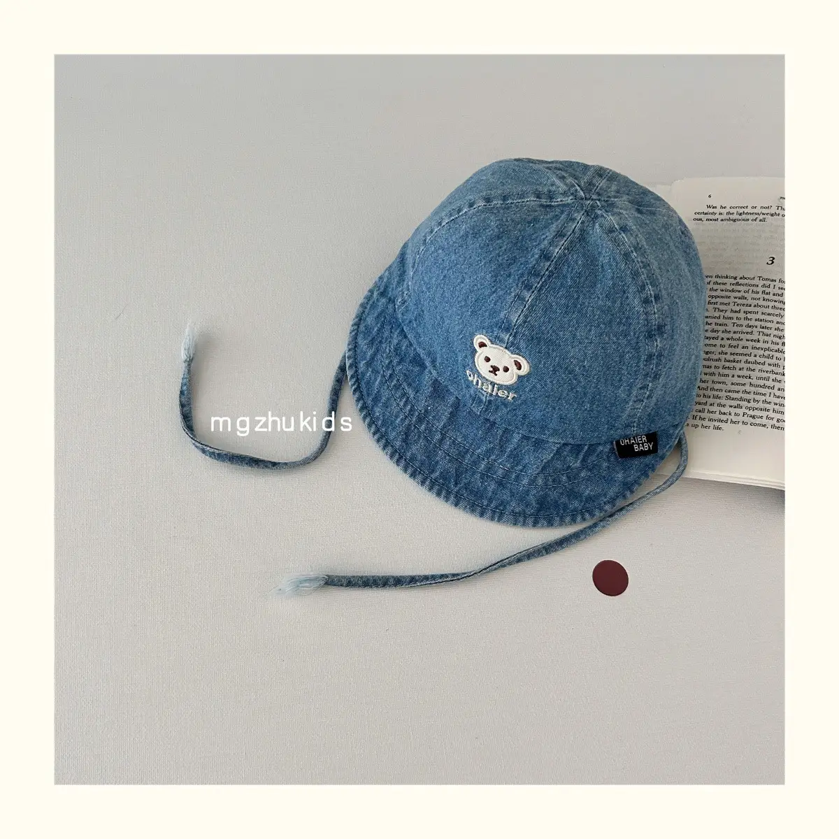 Children's Soft Denim Peaked Hats with Bear Earrings — feature 11