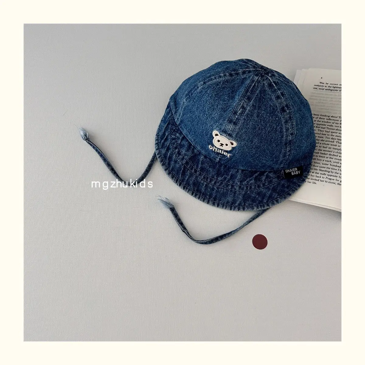 Children's Soft Denim Peaked Hats with Bear Earrings — feature 12