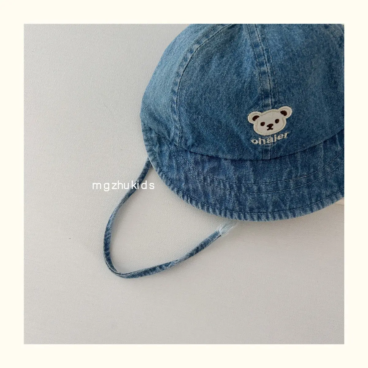 Children's Soft Denim Peaked Hats with Bear Earrings — feature 6