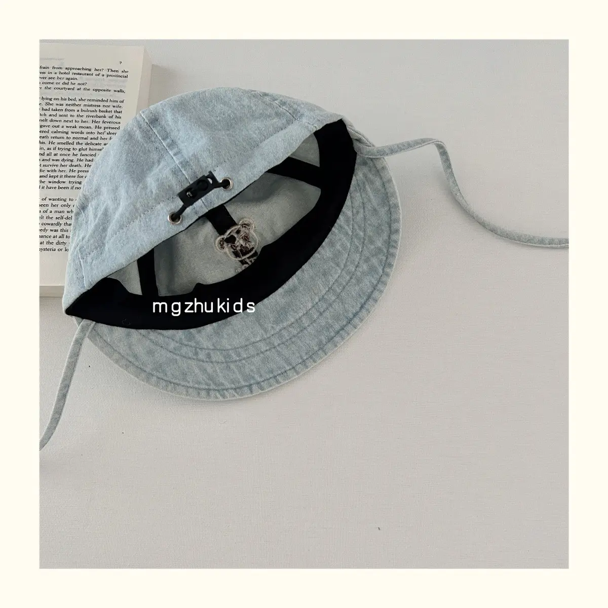 Children's Soft Denim Peaked Hats with Bear Earrings — feature 7