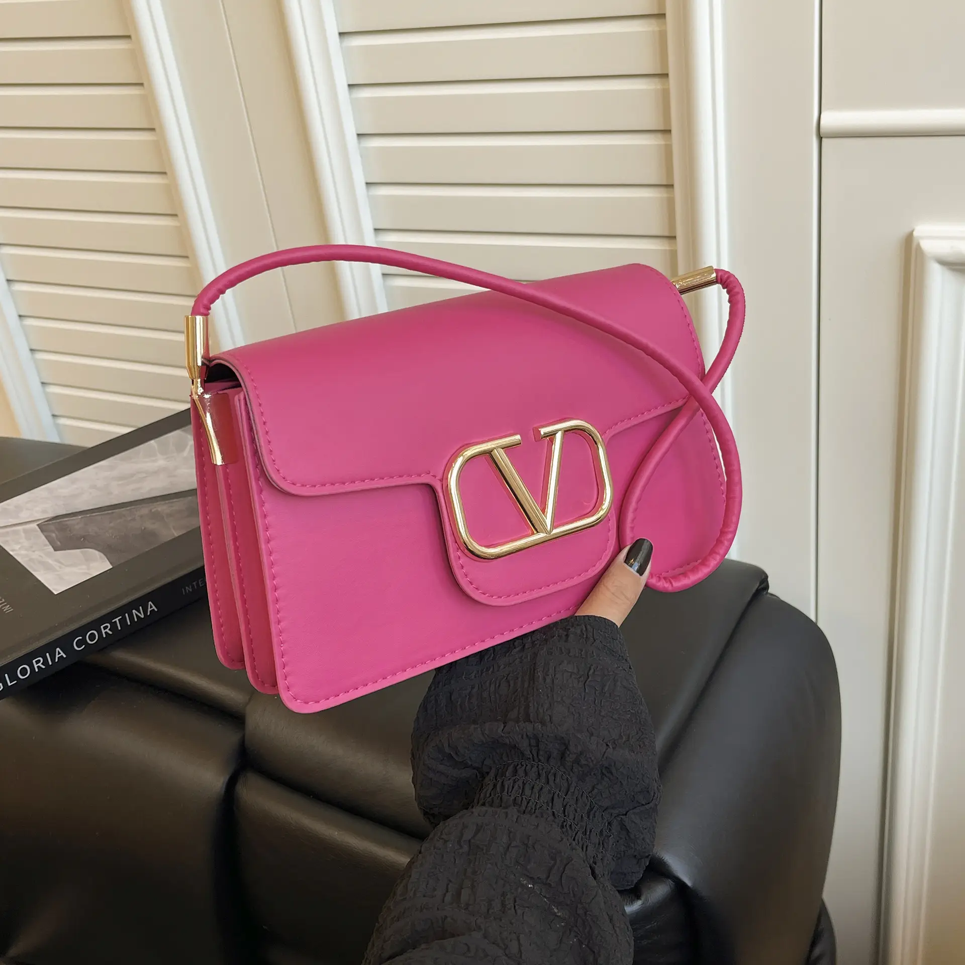 Pink LV Logo Crossbody Bag for Women - Image 4