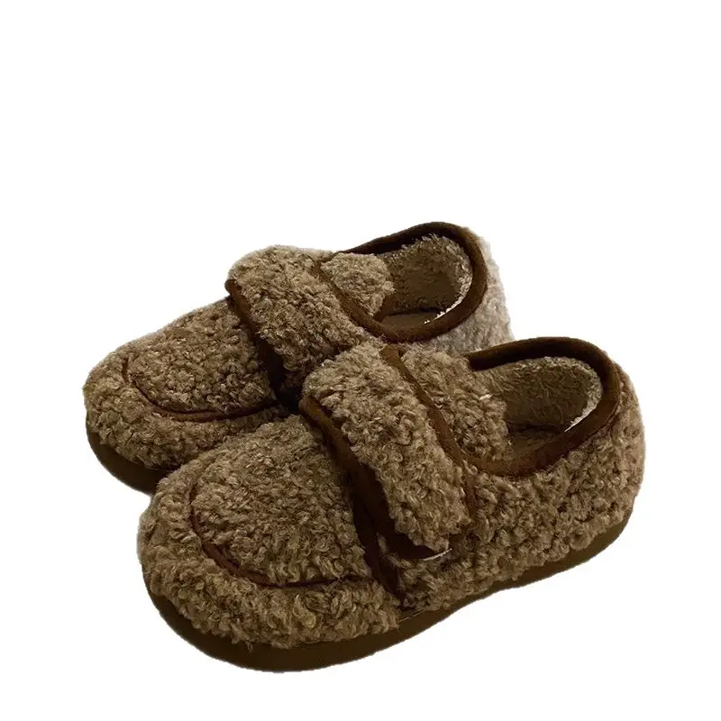 Women's Cotton Winter Slippers with Heel Brown - Image 7