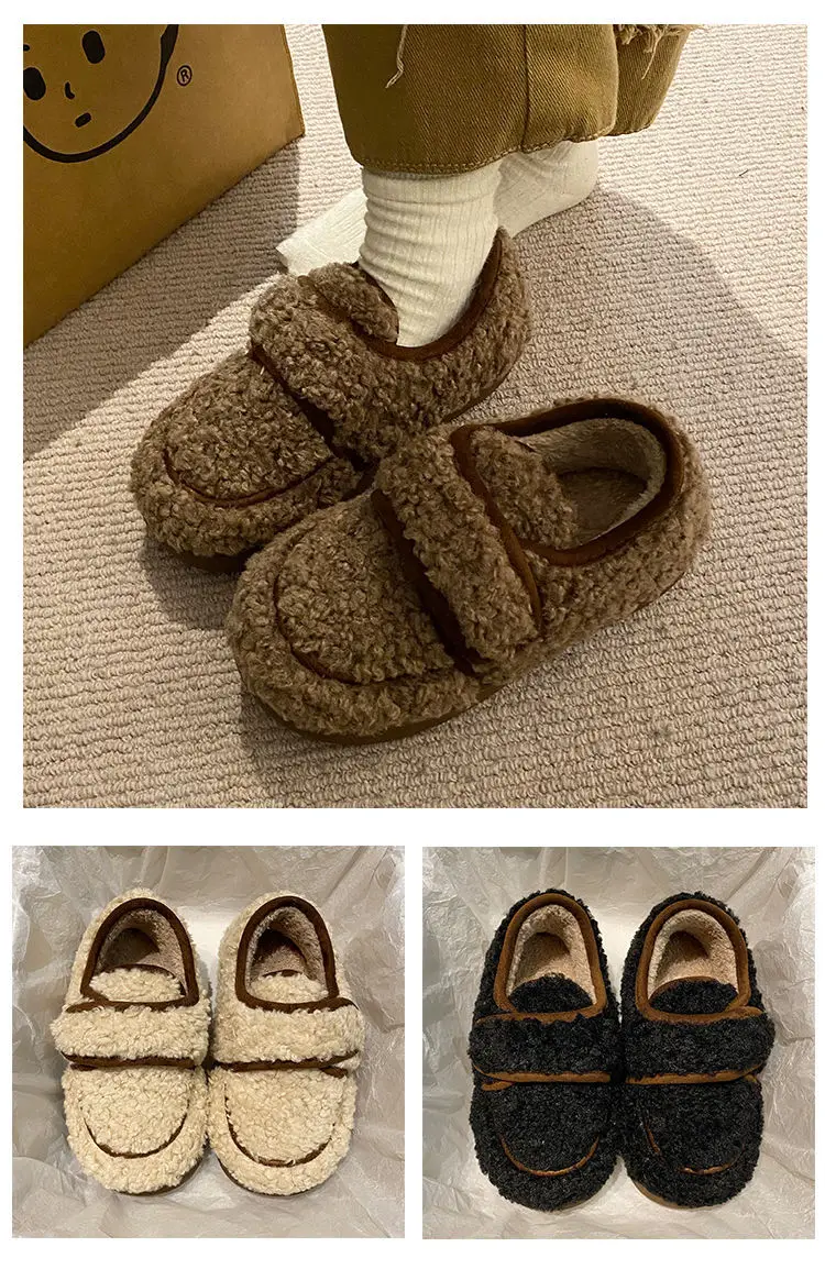 Women's Cotton Winter Slippers with Heel Brown — feature 14