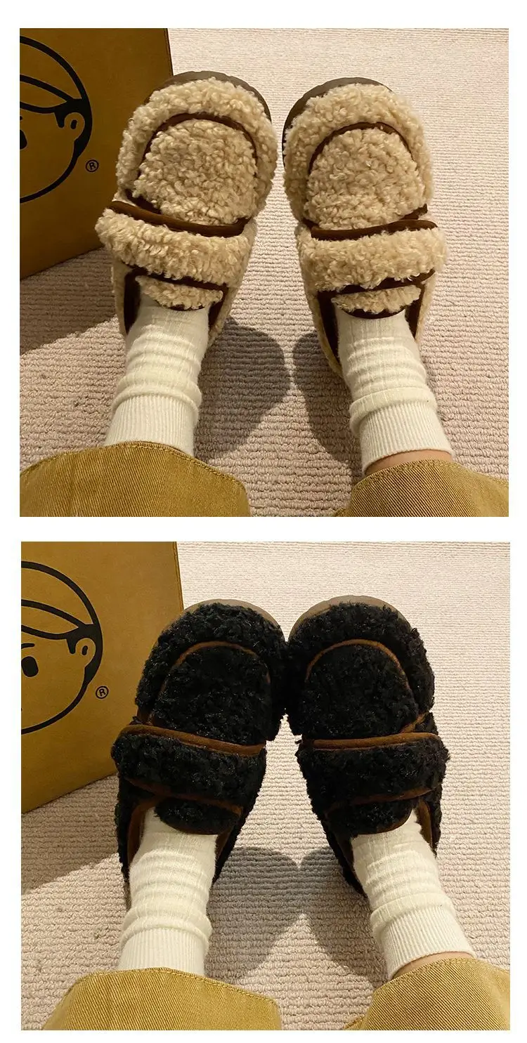 Women's Cotton Winter Slippers with Heel Brown — feature 16