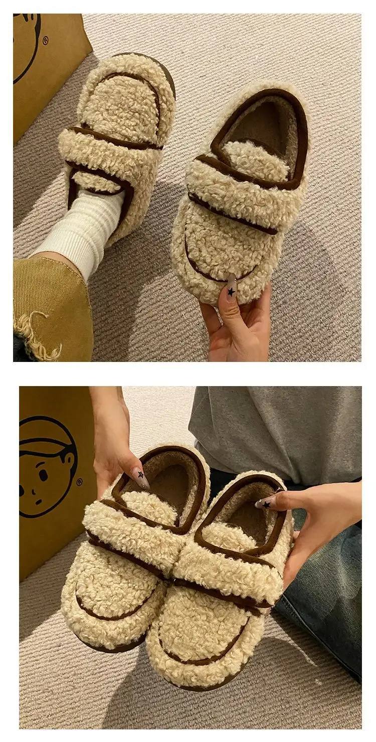 Women's Cotton Winter Slippers with Heel Brown — feature 18