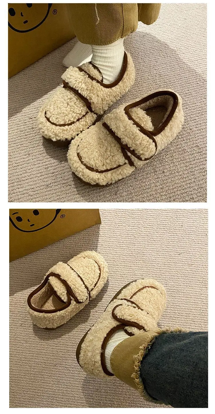 Women's Cotton Winter Slippers with Heel Brown — feature 25