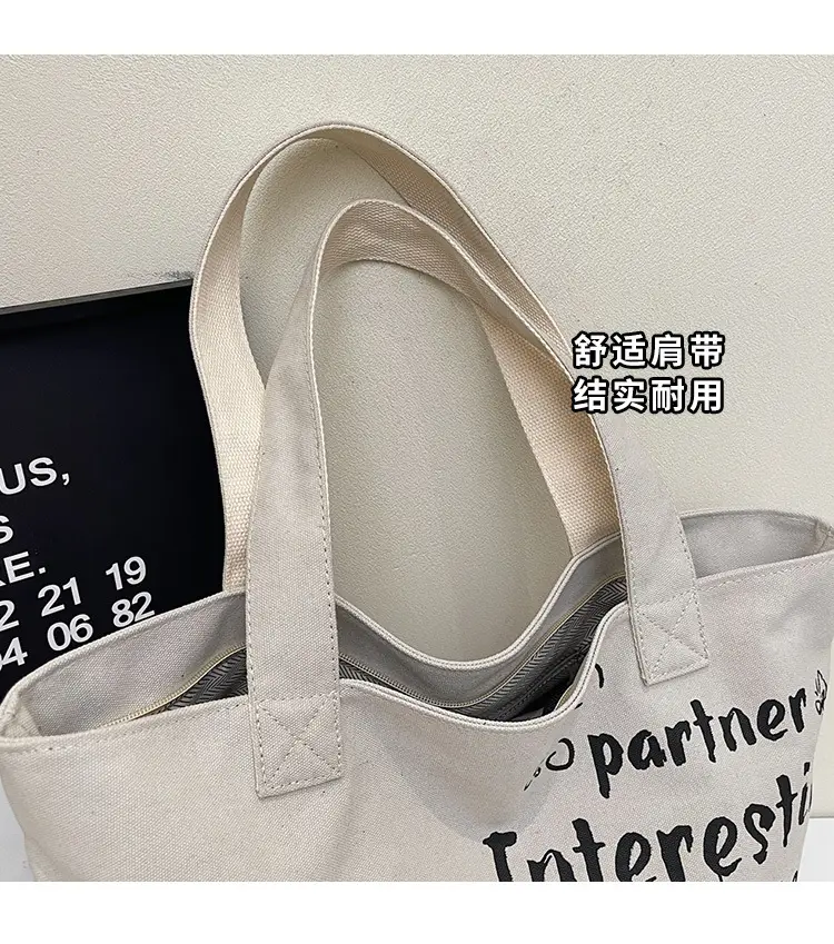 Women Canvas Tote Bag with Cat Print Large Capacity — feature 5