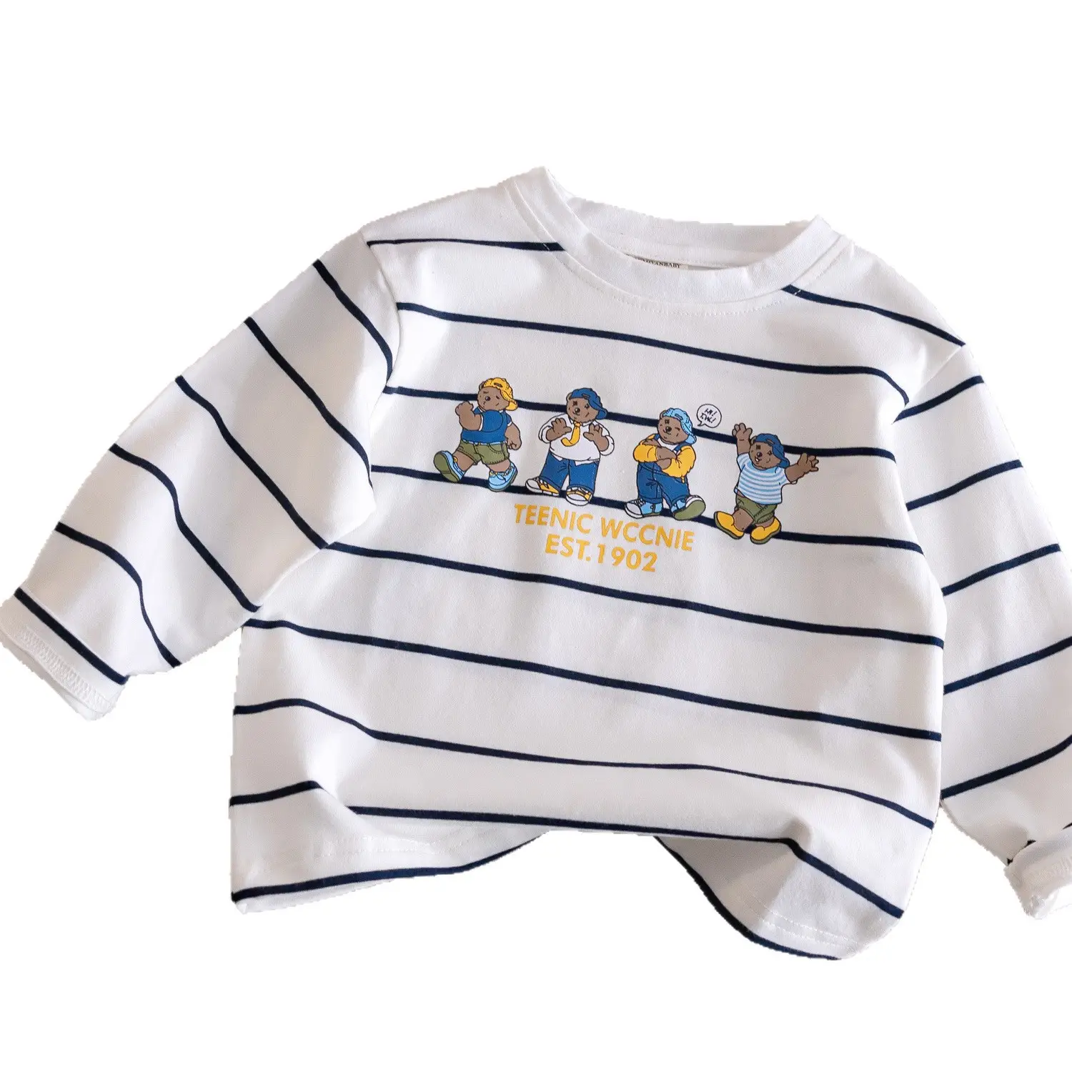 Children's Long Sleeve T-Shirt Cartoon Bear Thank You Design - Image 5