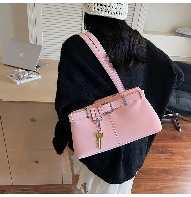 Pink Crossbody Bag with Belt Buckle for Women — feature 12