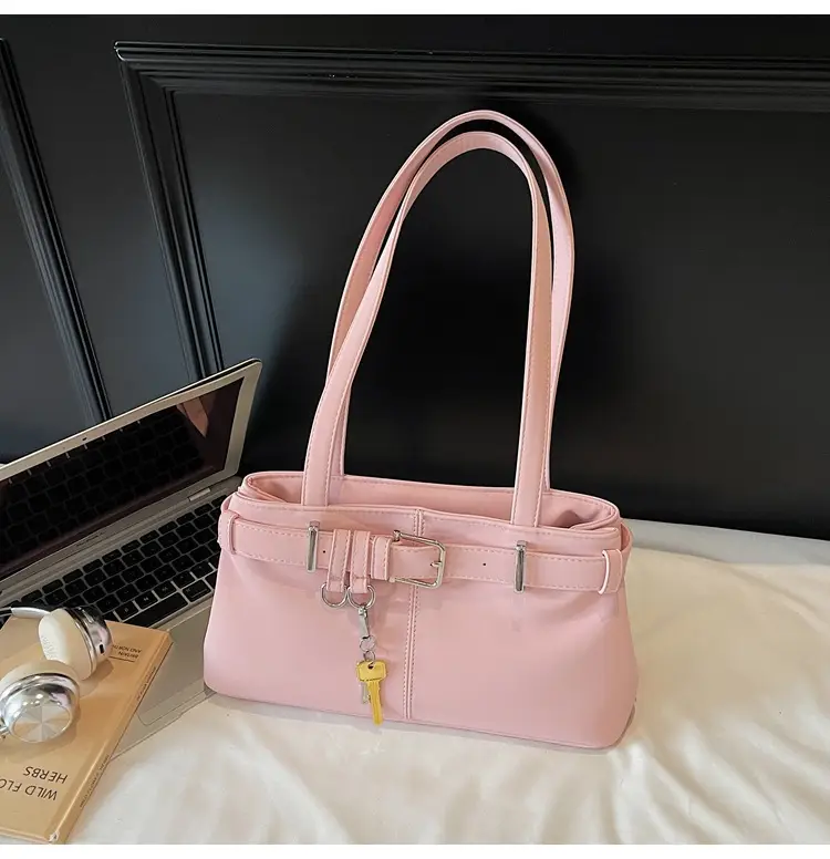 Pink Crossbody Bag with Belt Buckle for Women — feature 19