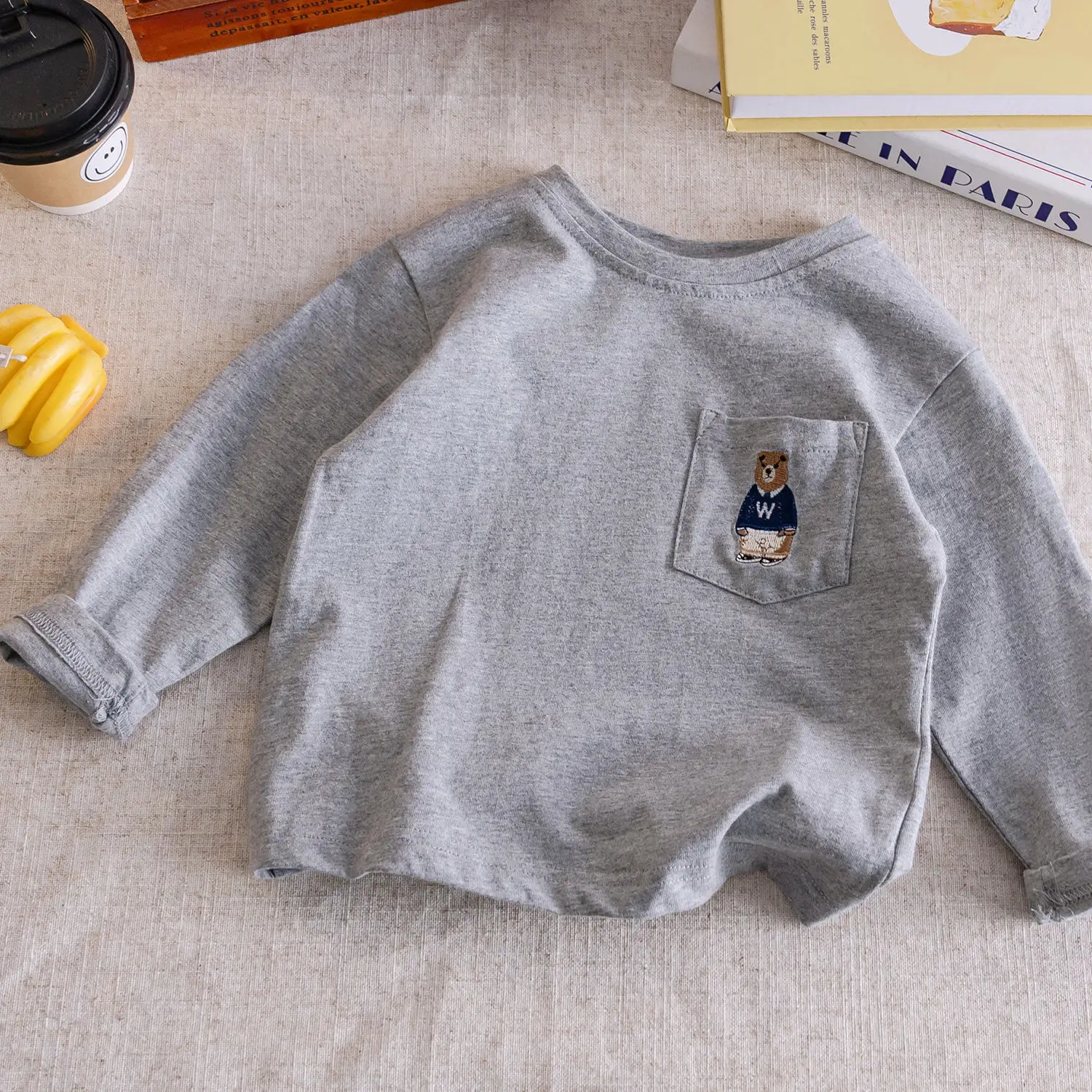 Children's Striped Long Sleeve T-Shirt Bear Print 2025 - Image 3