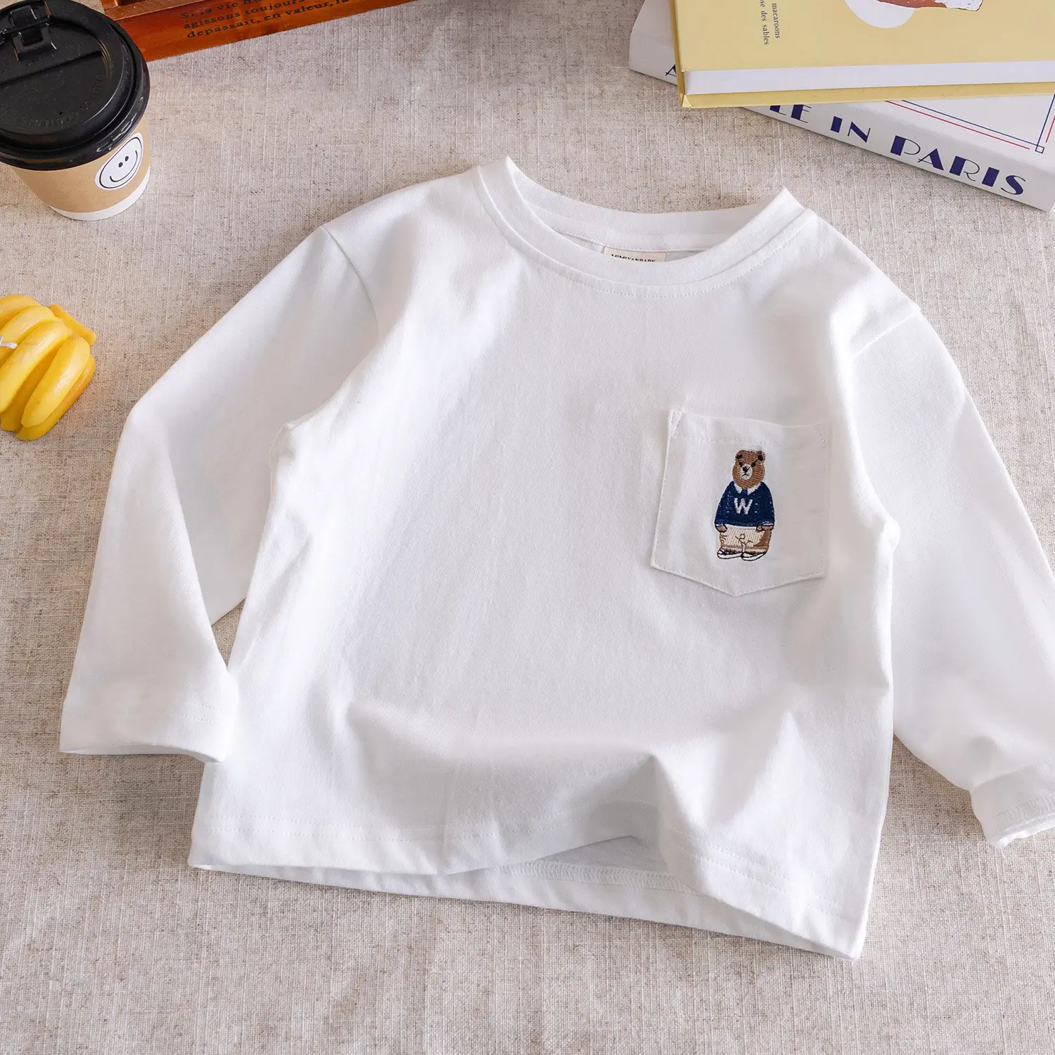Children's Striped Long Sleeve T-Shirt Bear Print 2025 - Image 2